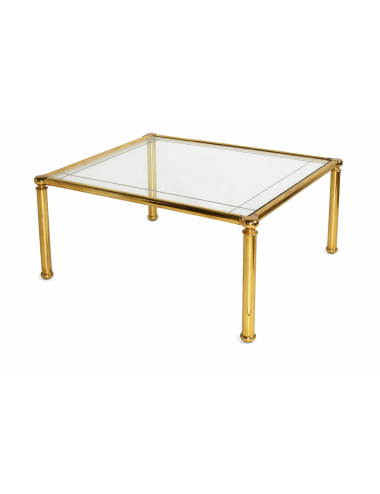 Tavolino in ottone e cristallo moderno 80x80