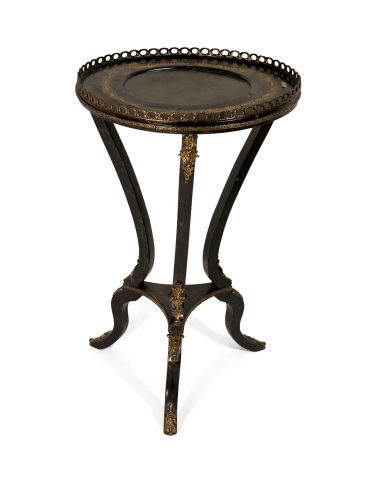 Round coffee table/pot holder with mother-of-pearl inlays