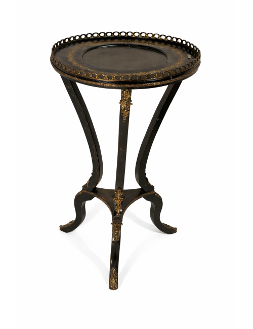 Round coffee table/pot holder with mother-of-pearl inlays