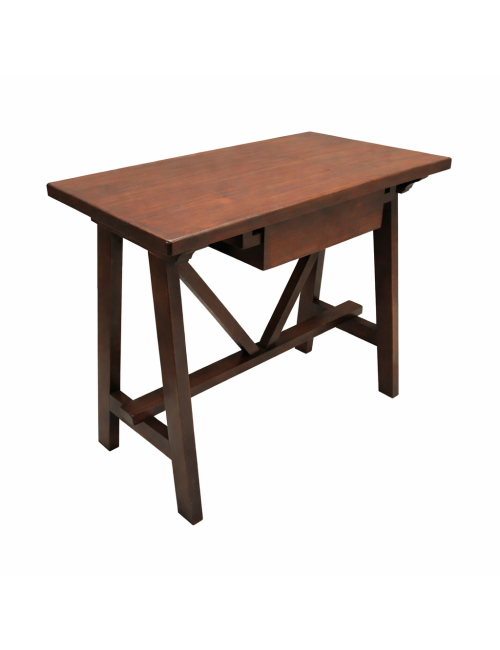 Tavolino in legno tinto noce stile '600 con cassetto