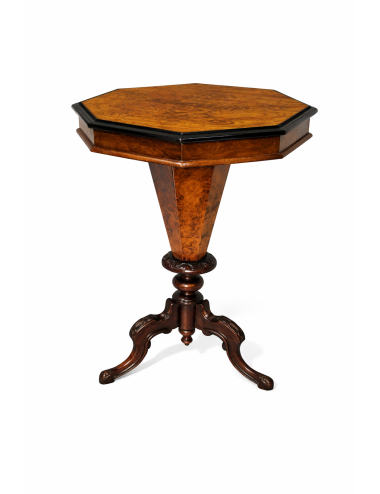 Octagonal work table in briarwood