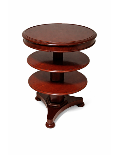 Three-tier openable round mahogany coffee table - Victorian