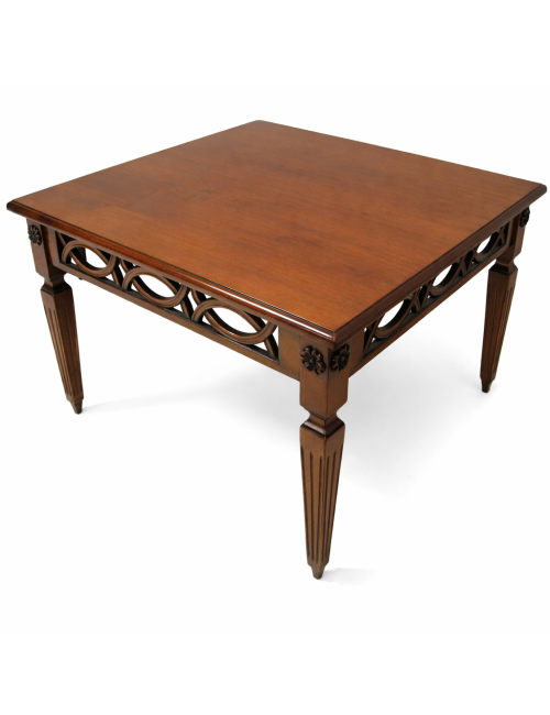 Square coffee table with modern fretwork