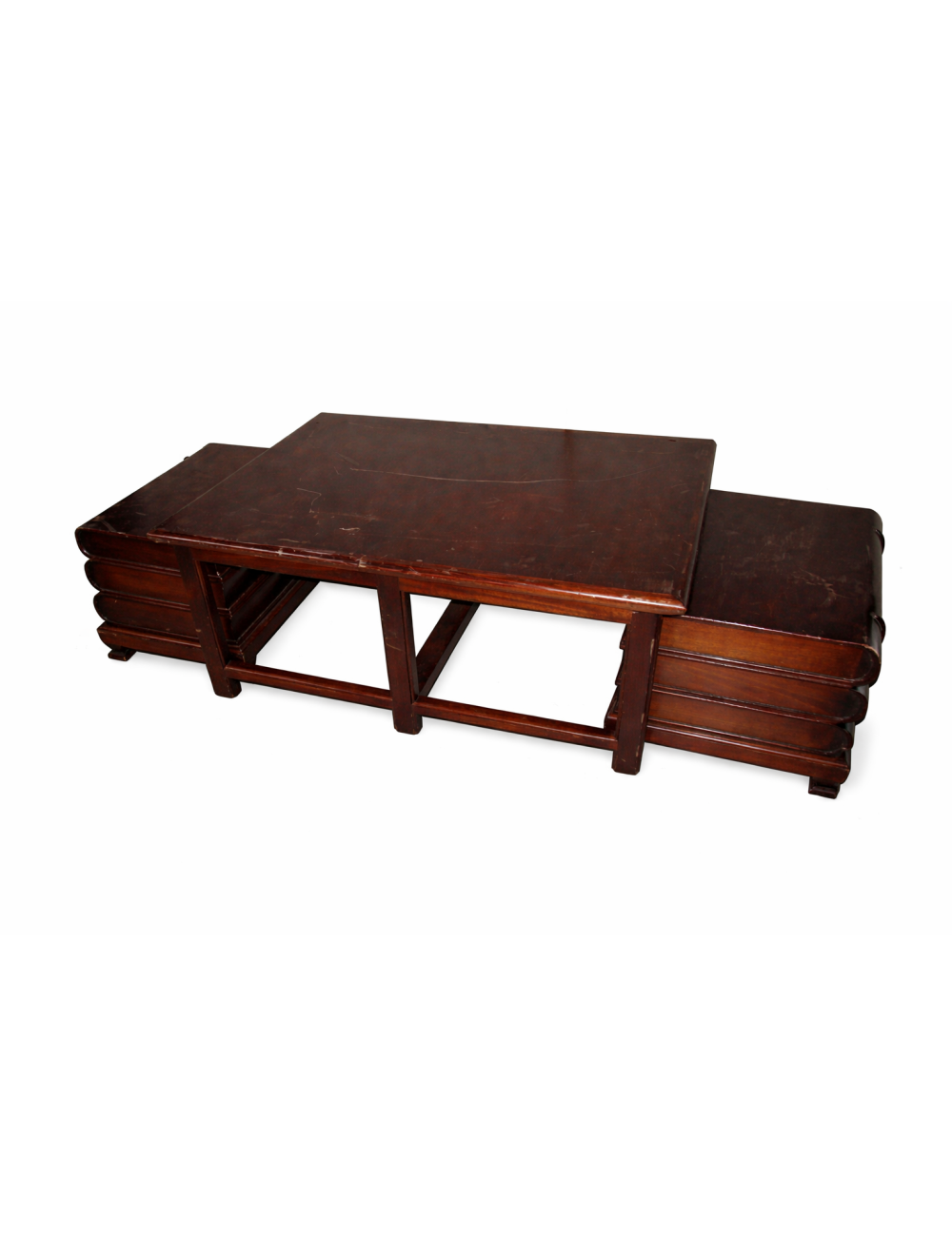 L 9 - Walnut coffee table tris-with modern faux books