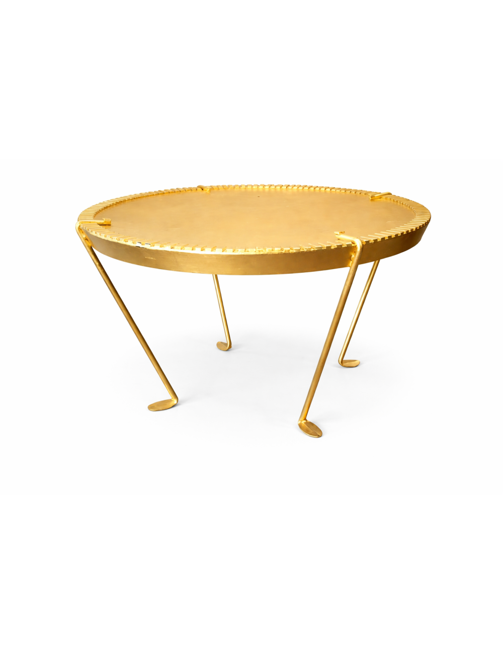 Tavolino moderno rotondo in ferro diametro cm 82 colore oro