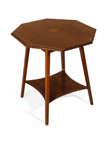 Inlaid hexagonal coffee table