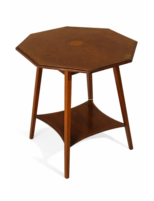 Inlaid hexagonal coffee table