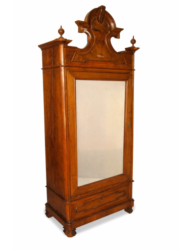 Walnut wardrobe with mirror 19th century