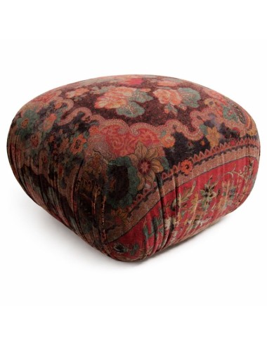 Pouf moderno quadrato rivestito con tessuto di velluto a disegni floreali colorati