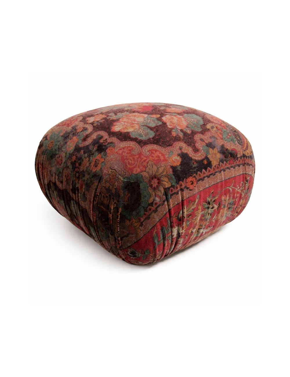 Pouf moderno quadrato rivestito con tessuto di velluto a disegni floreali colorati
