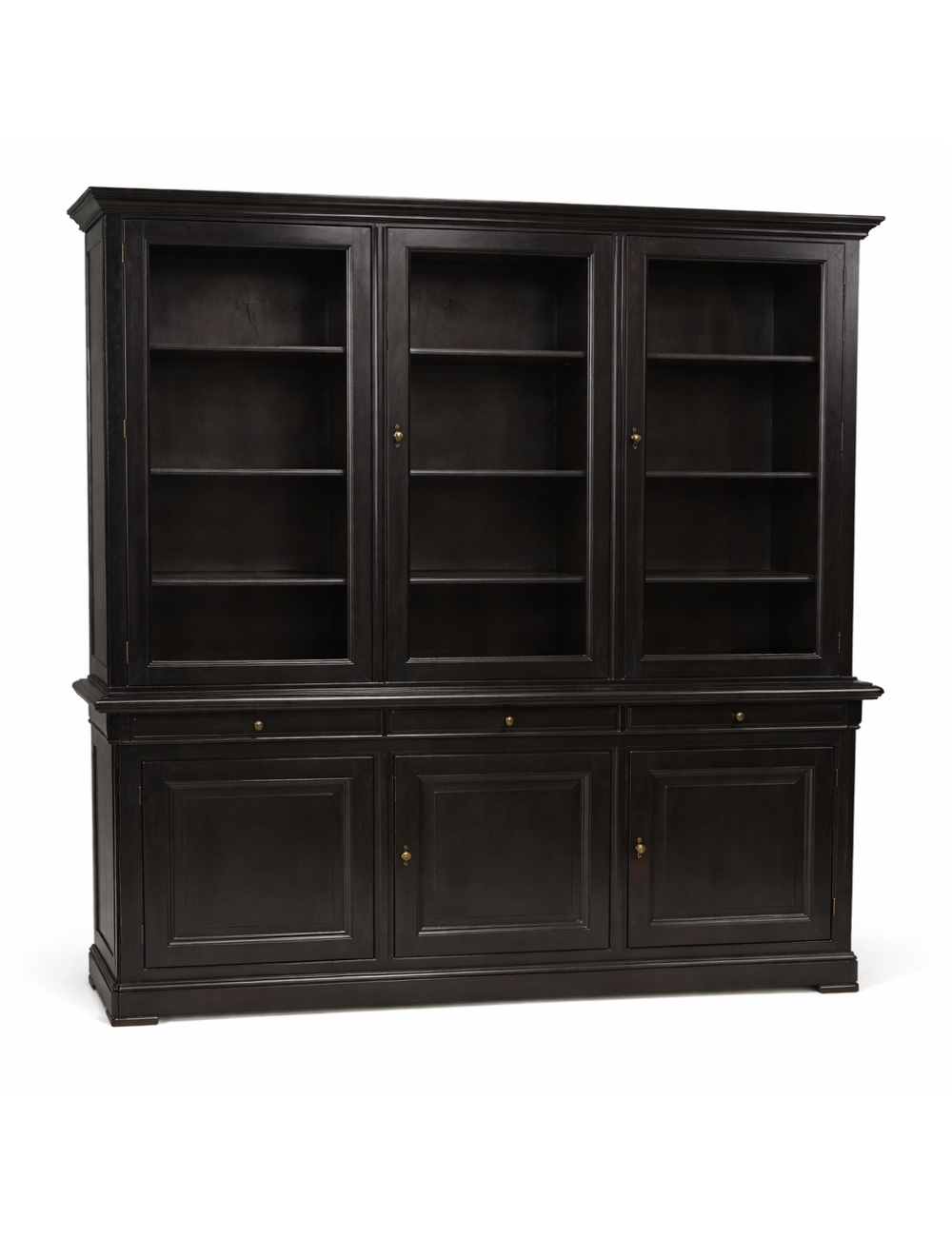 Libreria fine '800 in legno laccato grigio/nero patinato , interno in legno lucidato