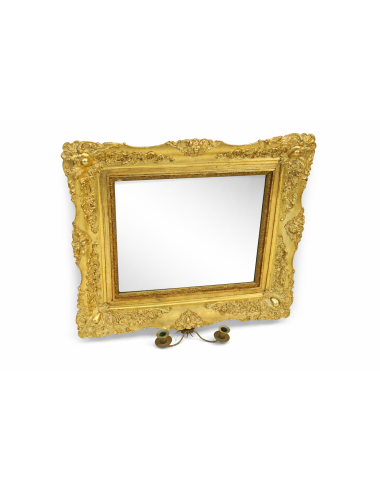 2 Golden mirrors with wall sconces