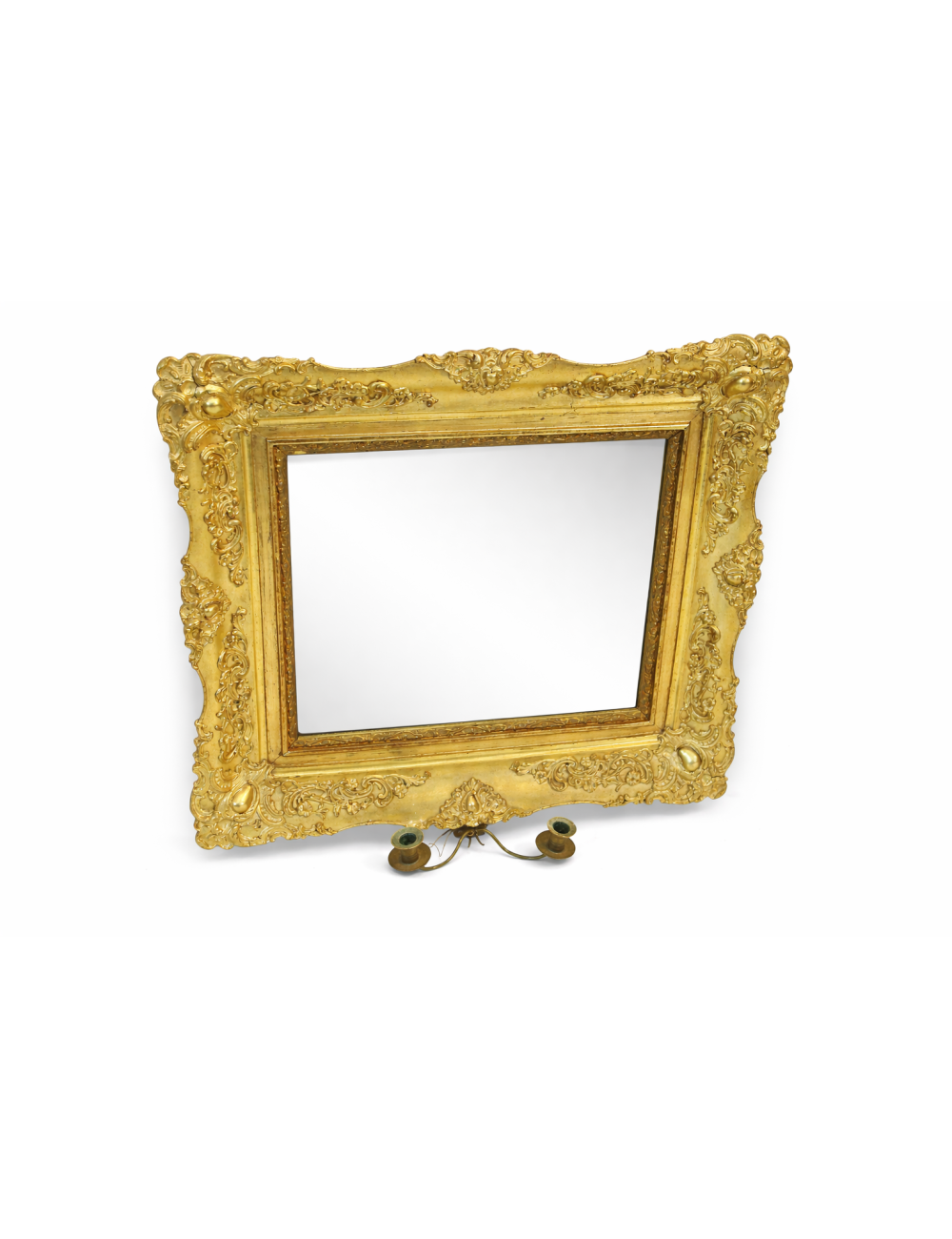 2 Golden mirrors with wall sconces